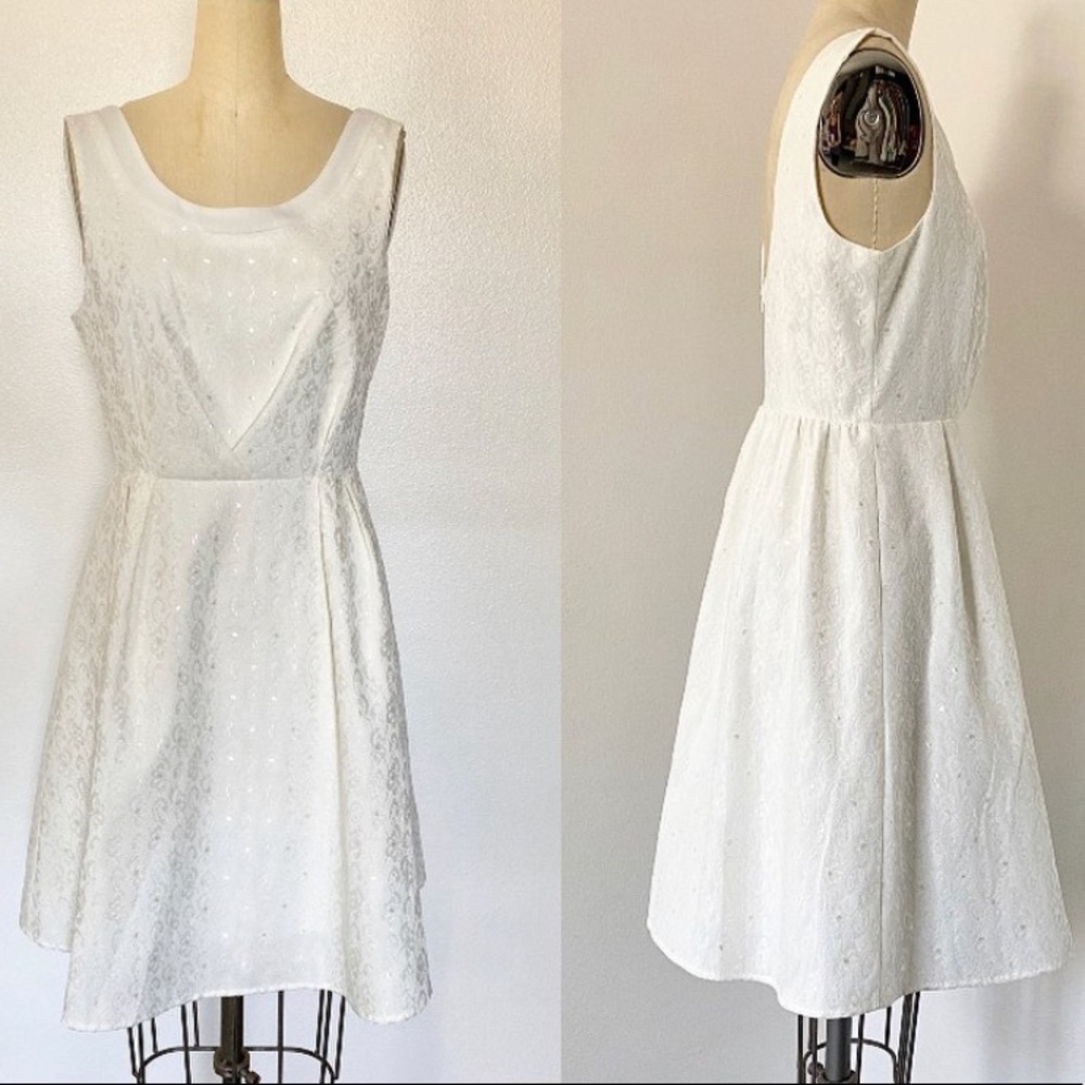 White A-Line Embroidered Dress